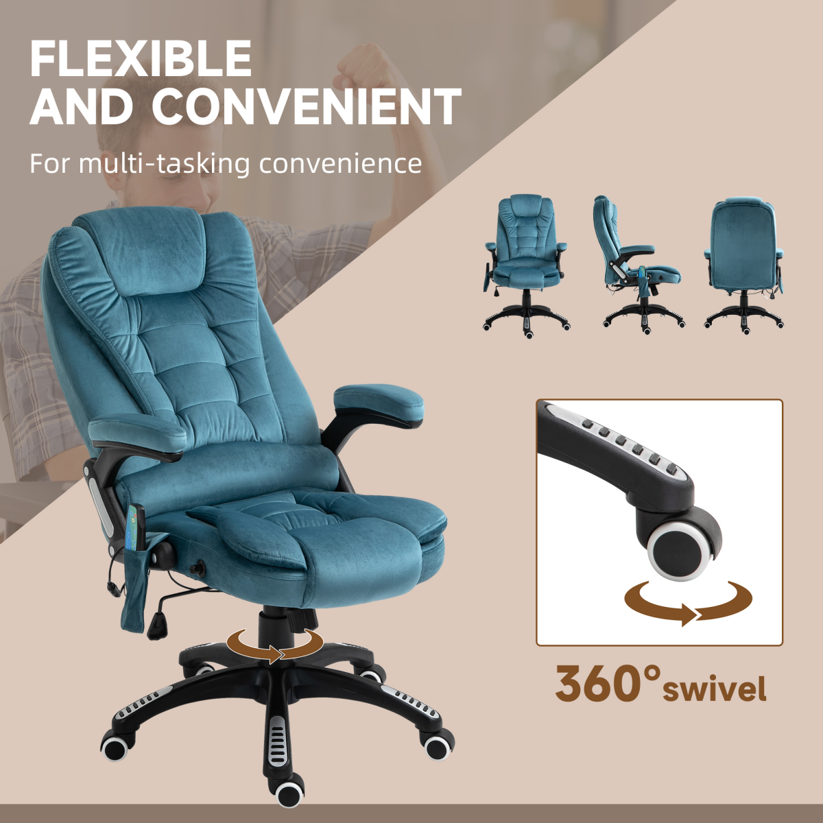 executive reclining chair w heating massage points relaxing view 7