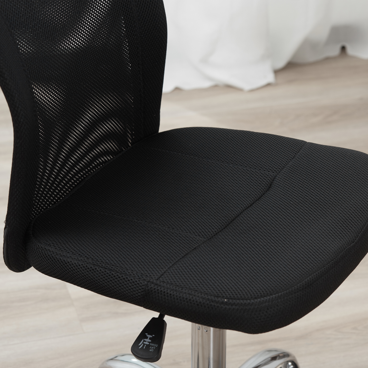 armless office chair ergonomic padded height adjustable mesh view 7