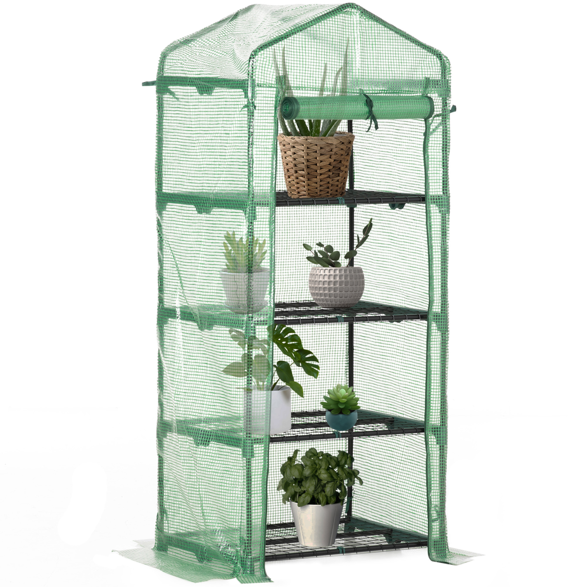 mini greenhouse 4-tier portable plant house shed w/