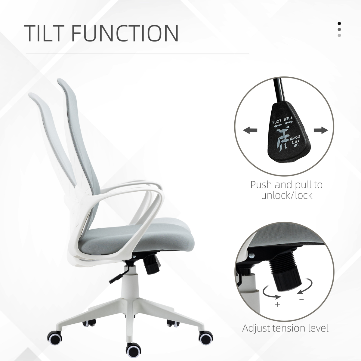 vinsetto highback home office chair height adjustable elastic view 5