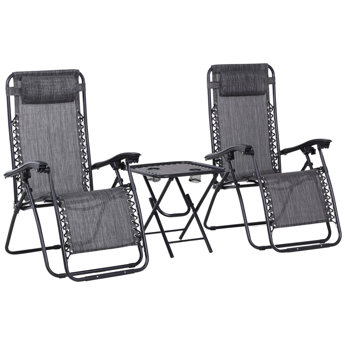 3pc zero gravity chairs sun lounger table set
