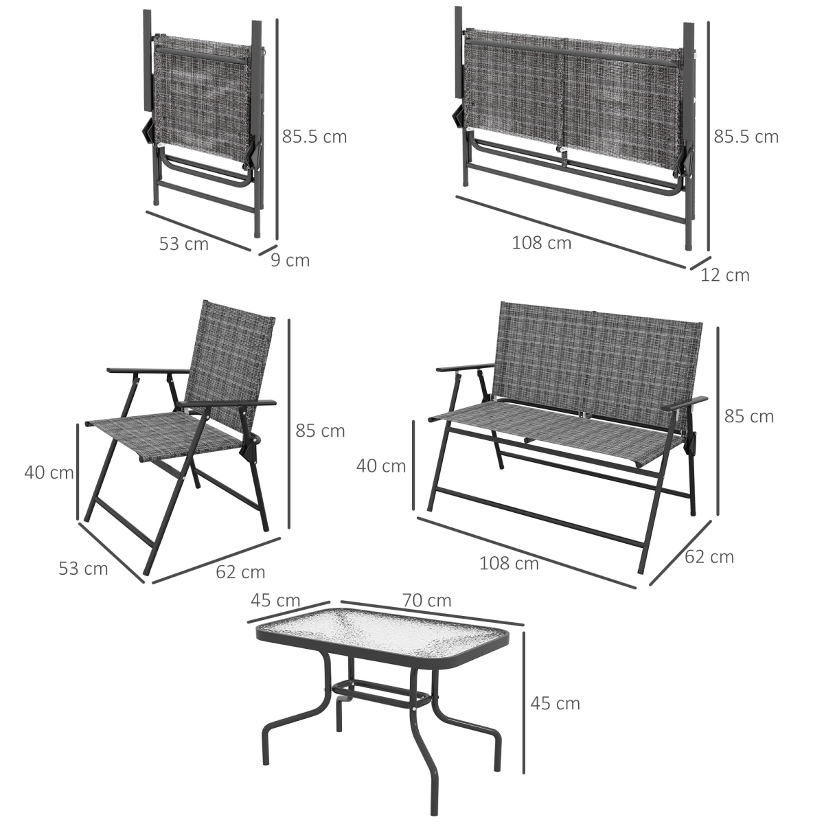outsunny patio furniture set, garden set with table,