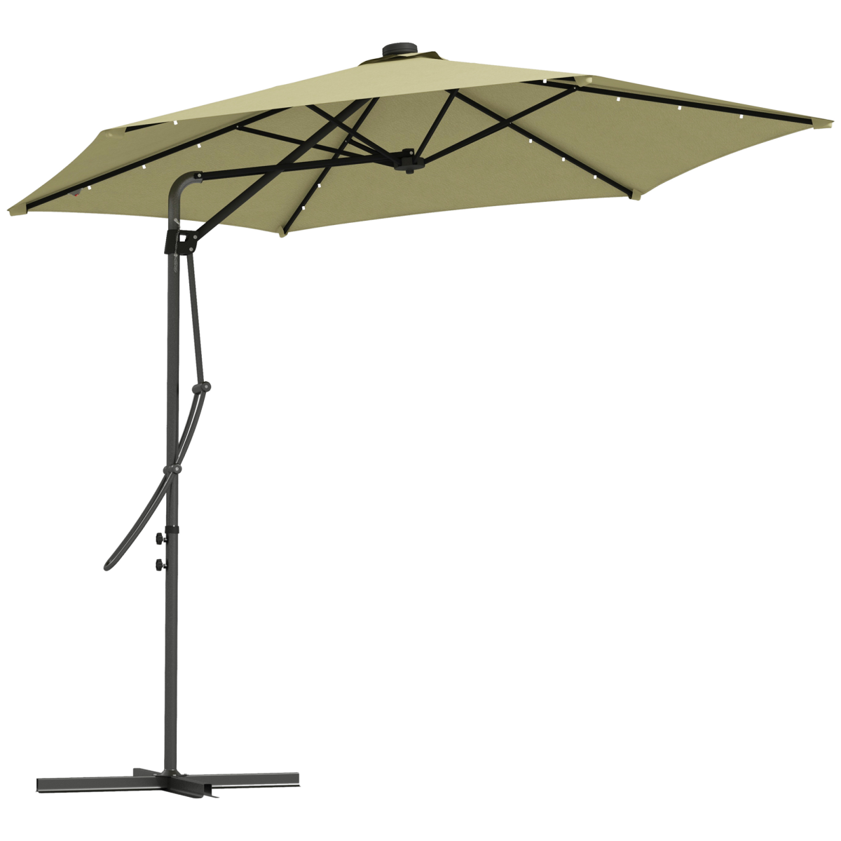 outsunny 3(m) cantilever garden parasol umbrella w/ solar