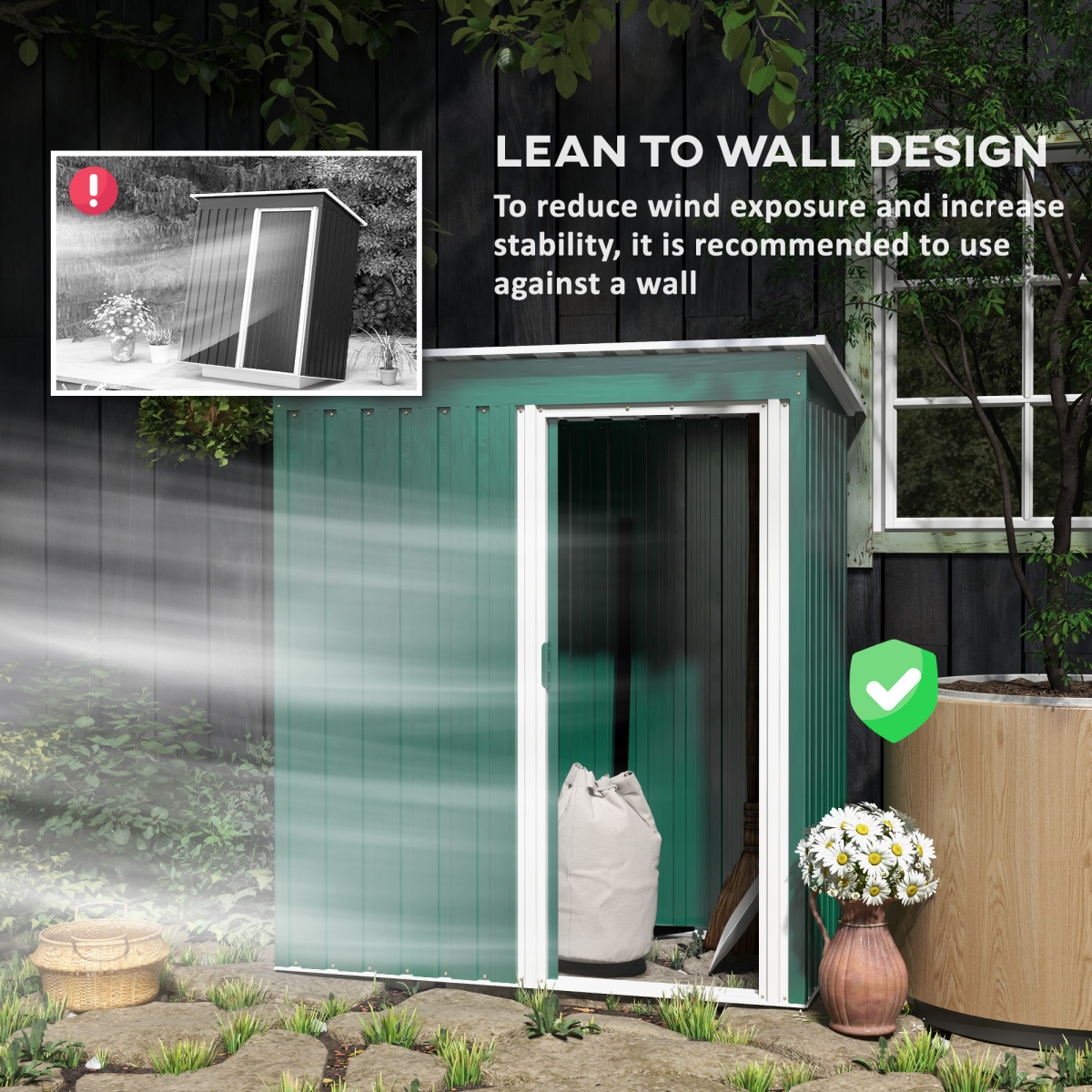 outsunny 5 x 3ft garden storage shed sliding