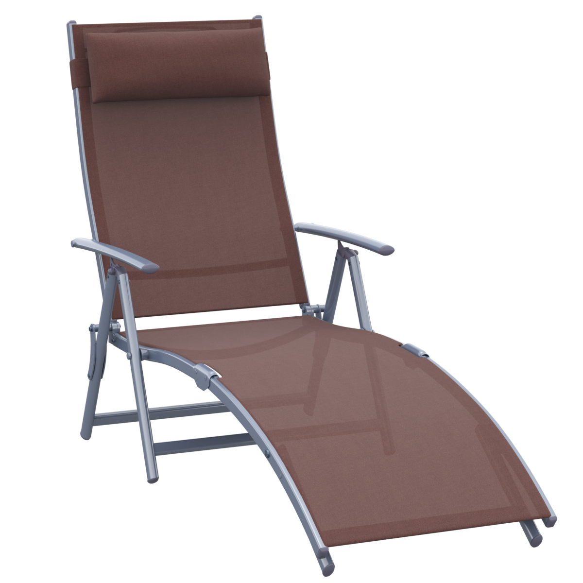 outsunny sun lounger recliner w/ pillow foldable 7