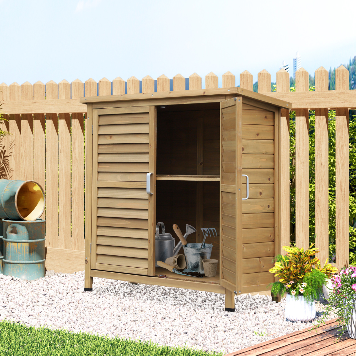 Garden Storage Unit Solid Fir Wood Garage