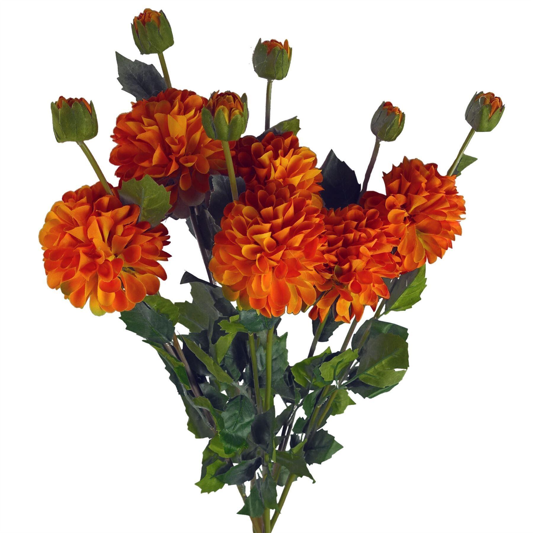 75cm artificial dahlia pompom flowers orange view 2