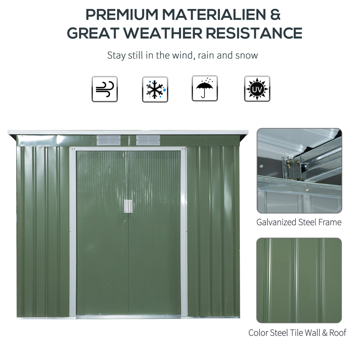 garden storage shed sloped roof outdoor equipment tool view 4