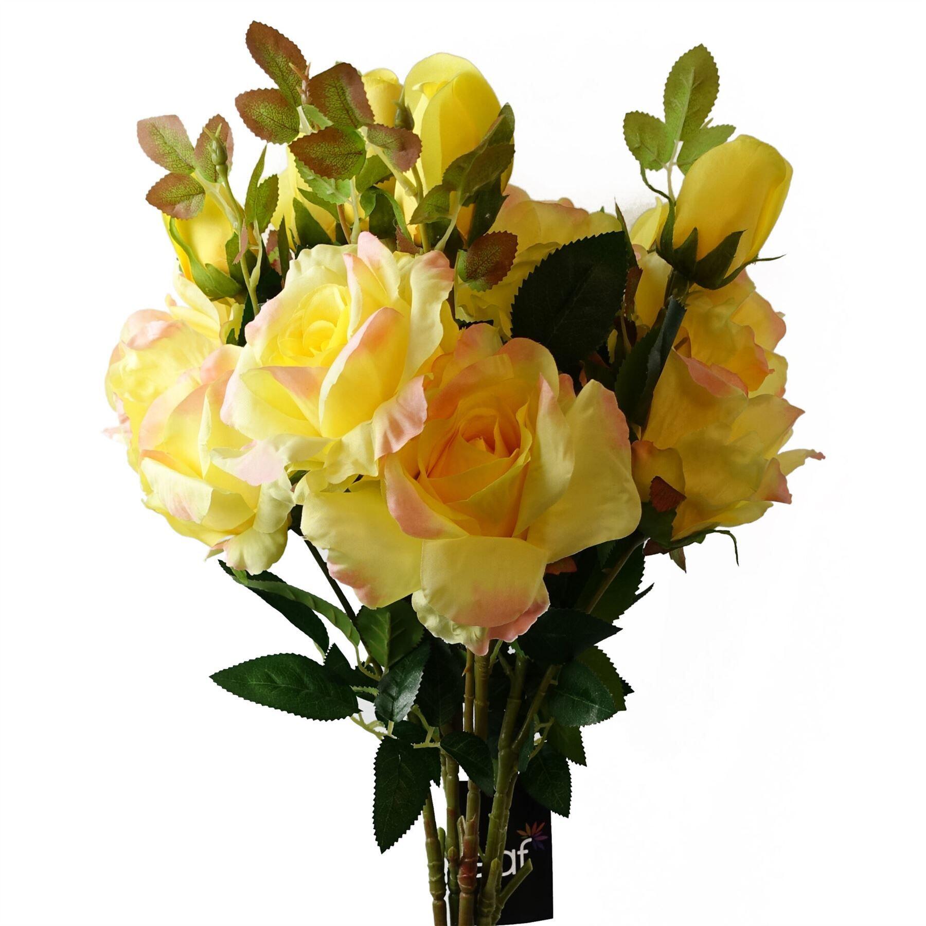 pack of 6 x 80cm artificial yellow rose view 1