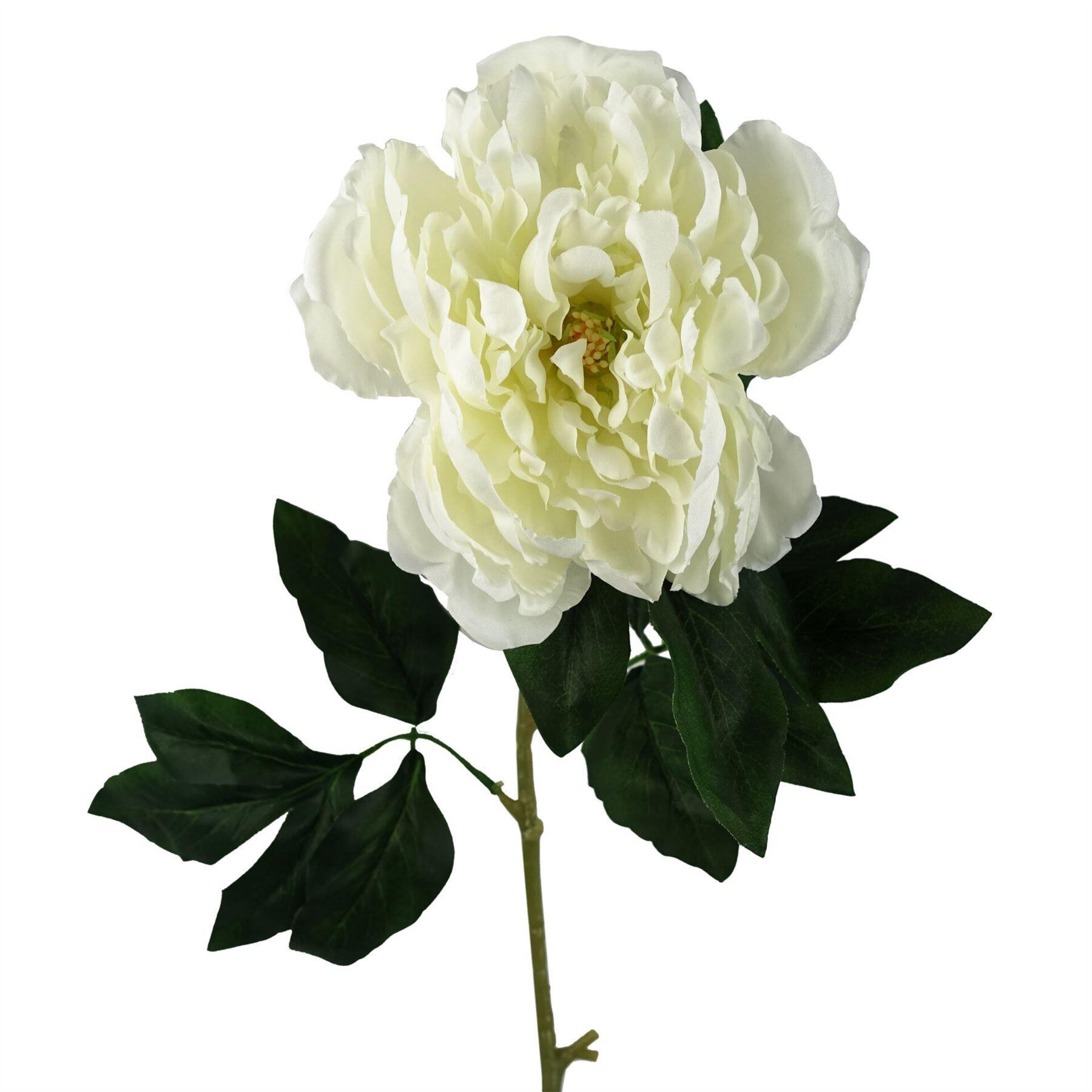 image of 80cm artificial white peony stem