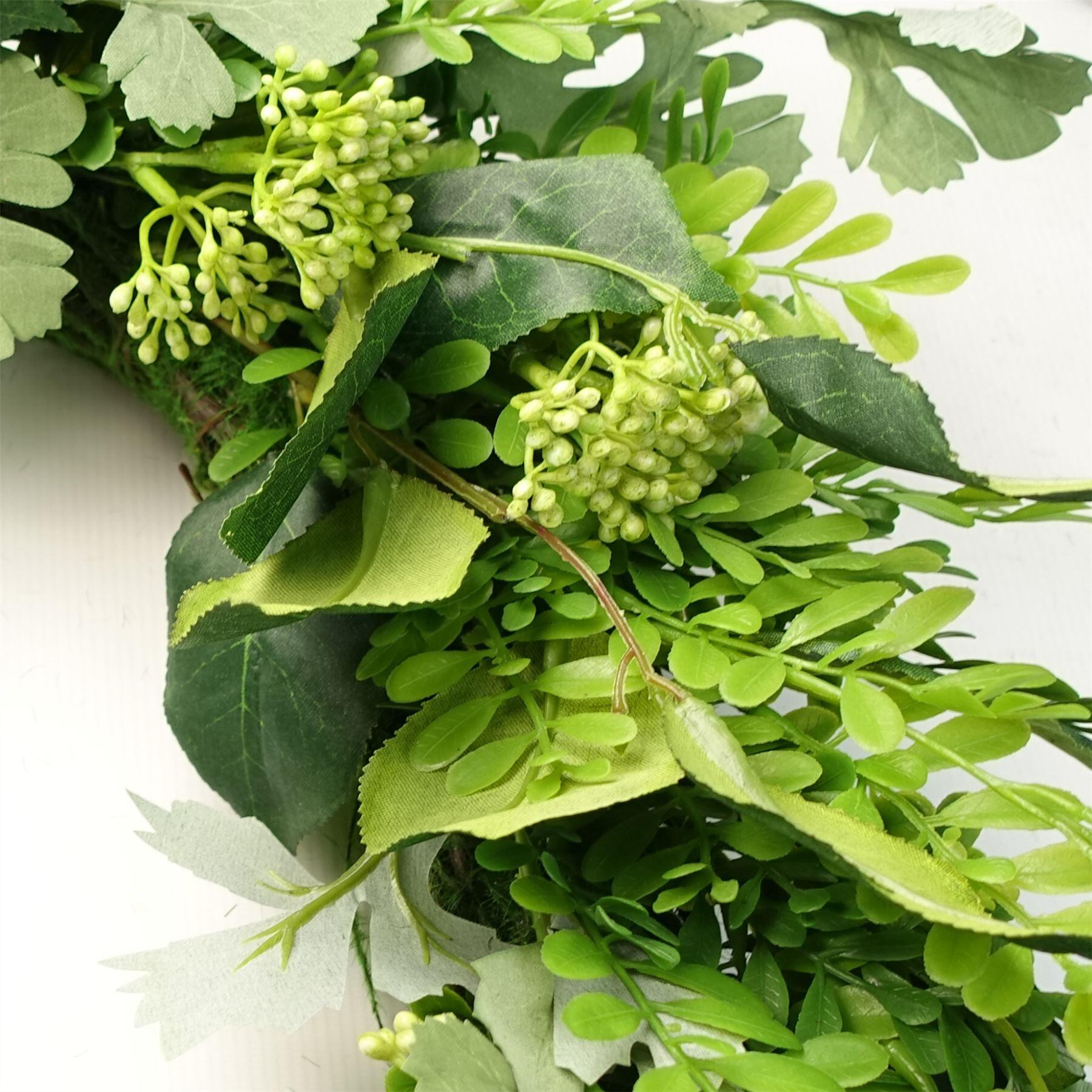 image of 50cm artificial wreath fern leaf view 3