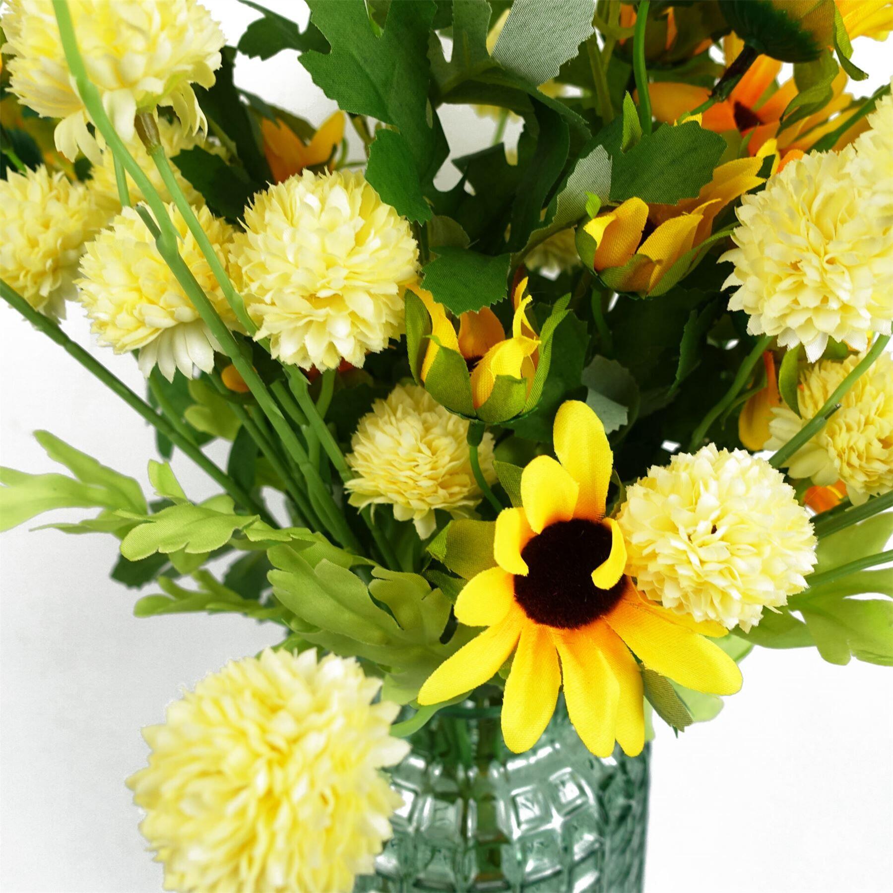 image of pack of 6 x 50cm dahlia pompom yellow artificial stem view 2