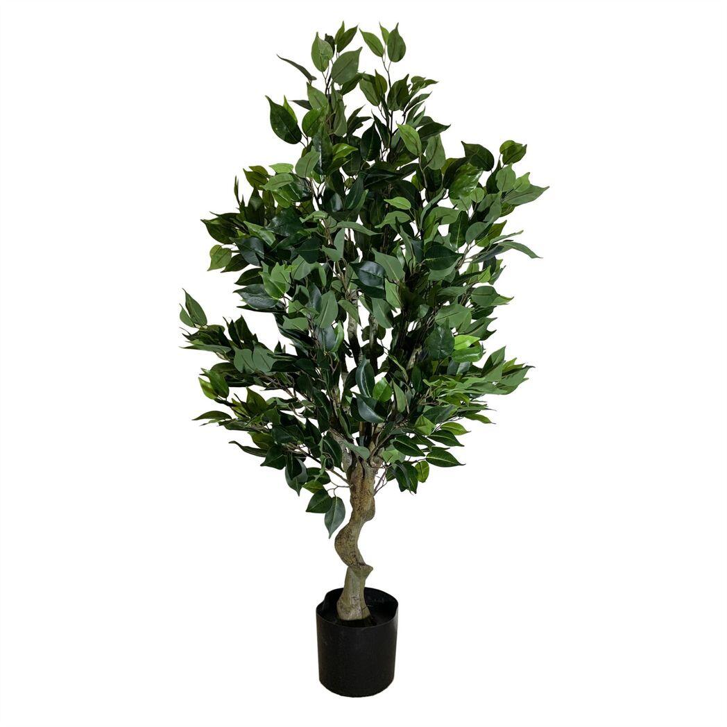 image of 100cm leaf realistic artificial ficus tree plant bush ficus copper planter view 5