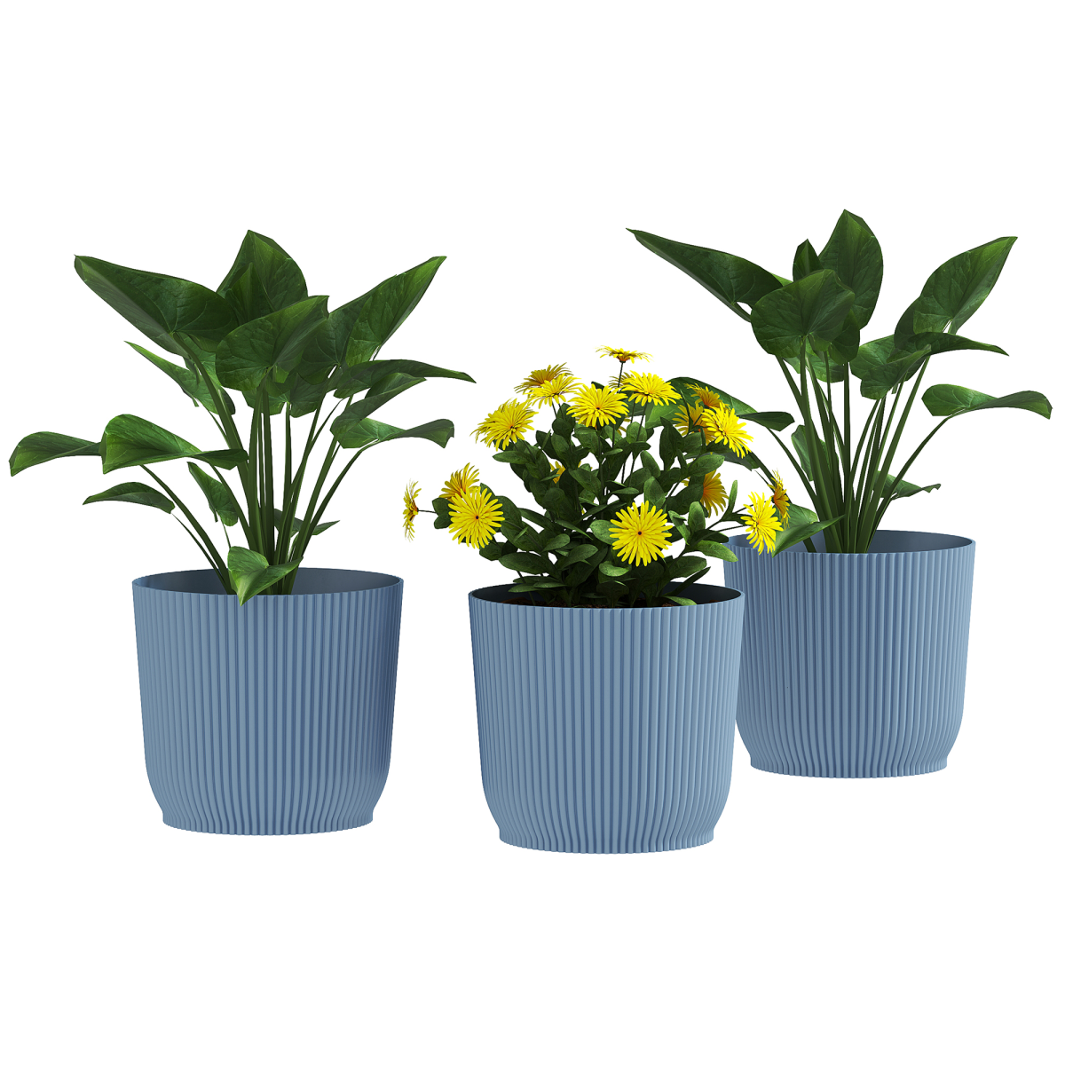 image showing plant pots outdoor 22cm for garden decoration, blue