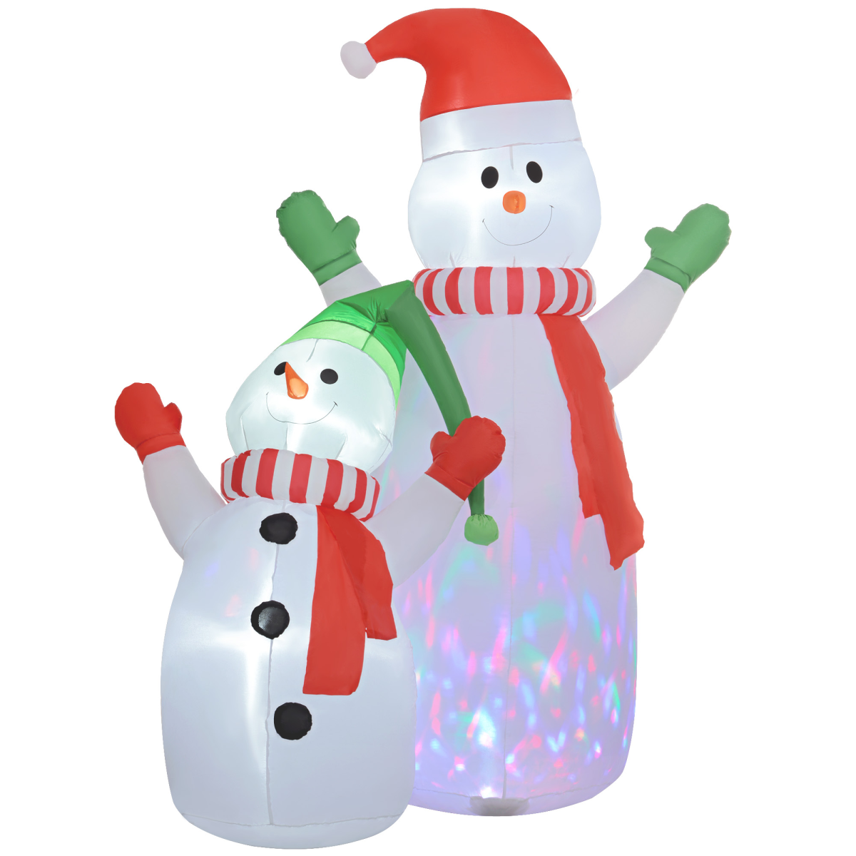 image showing outsunny 8ft christmas inflatable snowman with rotating colorful led light