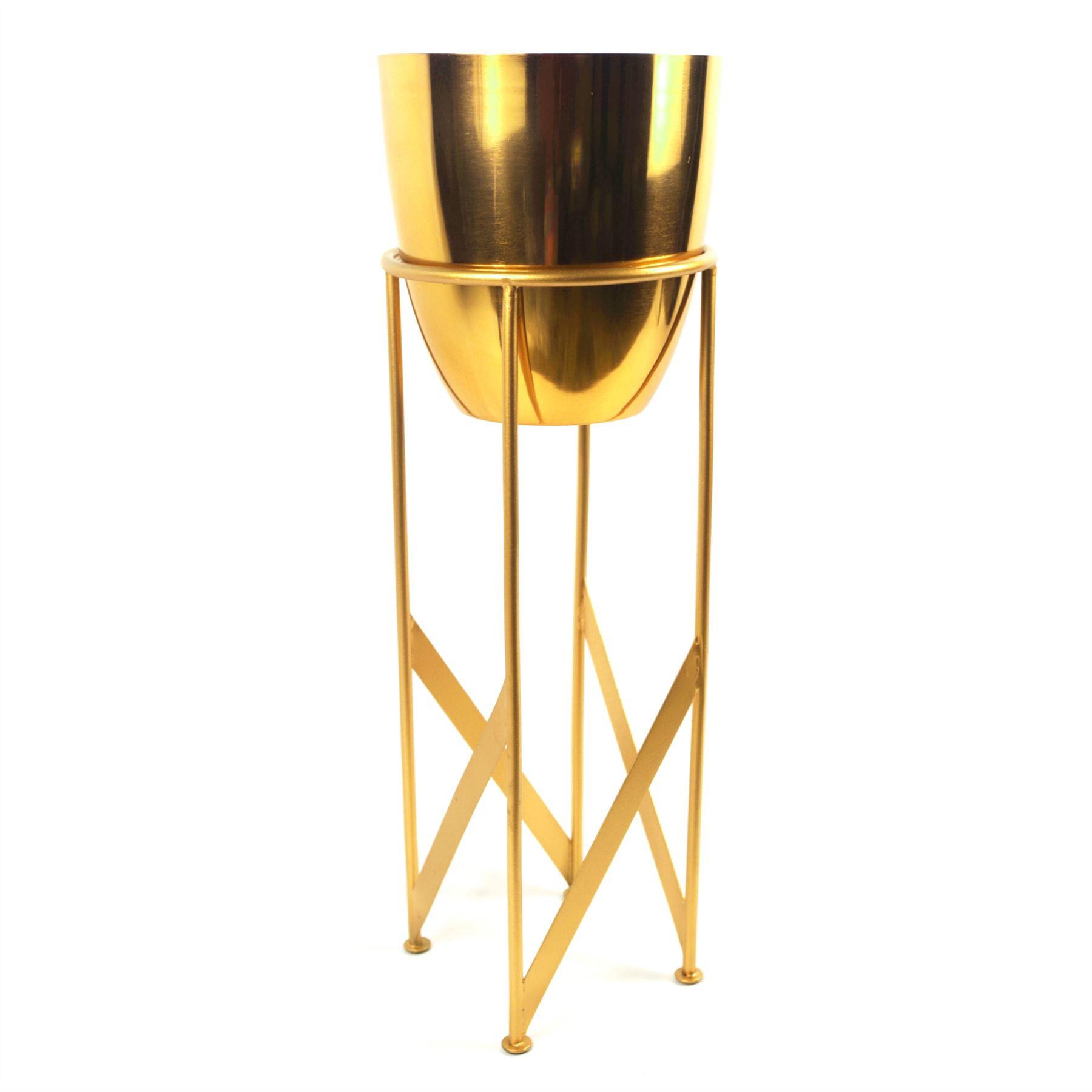 image showing 55cm gold planter with matching stand