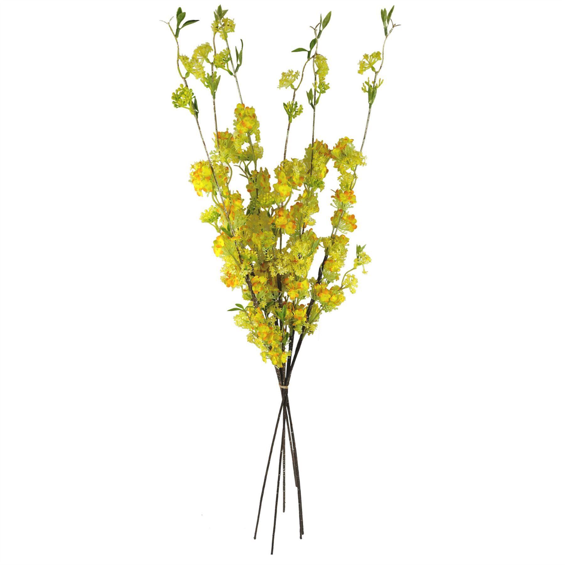 close-up of 100cm yellow blossom spray stem details