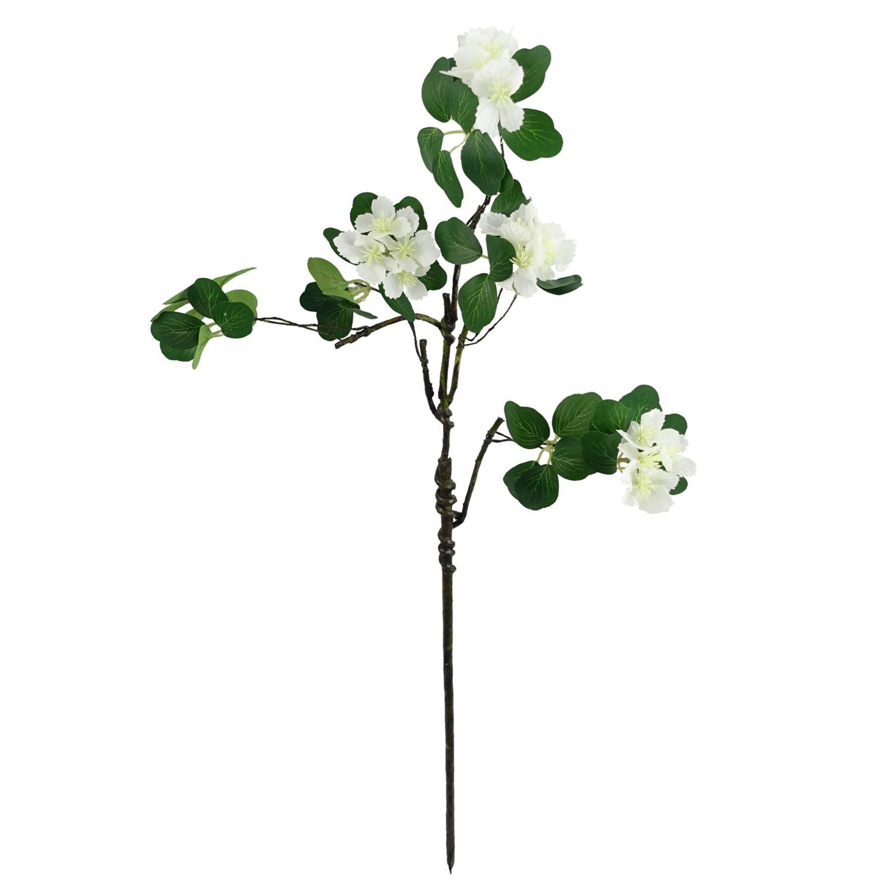 angled view of pack of 6 x 60cm flower foliage spray - white