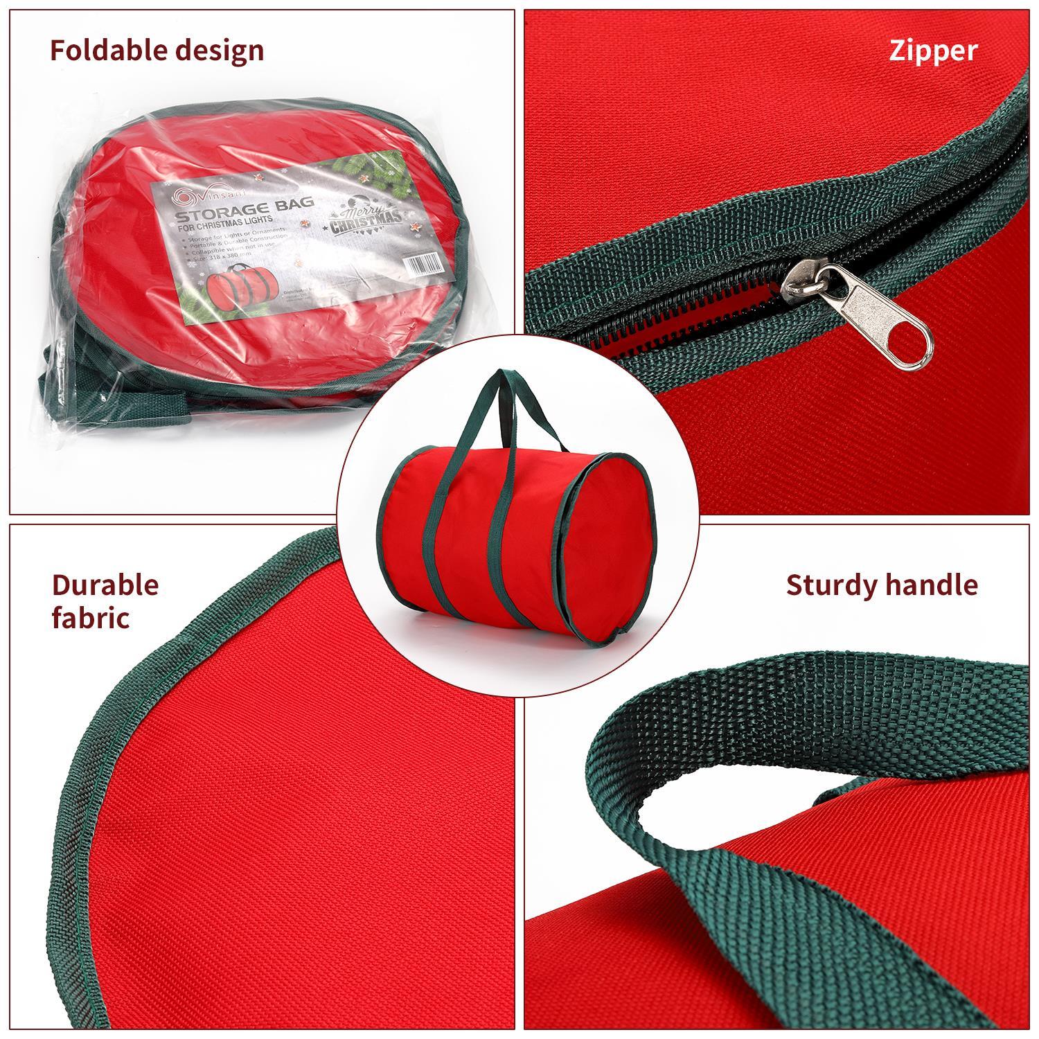 red christmas storage bag designed to protect holiday decorations