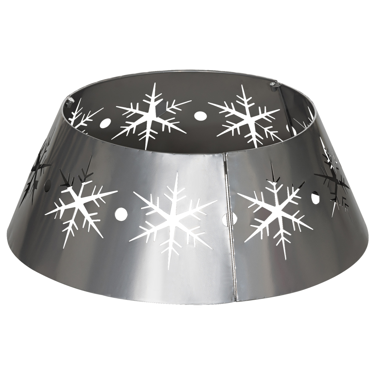christmas tree base cover with hollow snowflake patterns with specific functional features