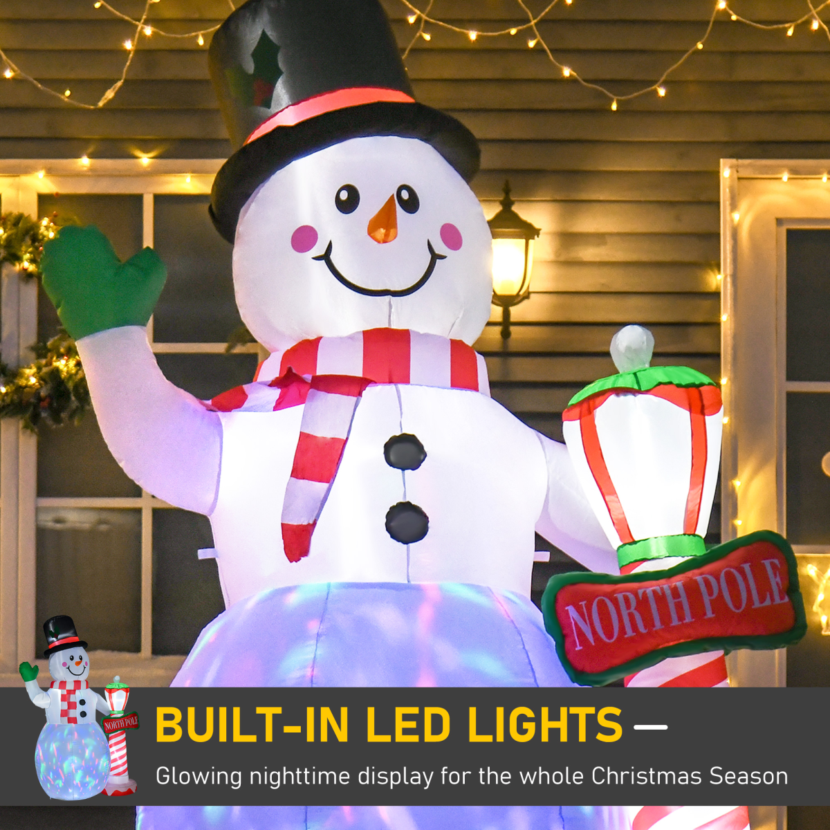 product photo of 8ft Tall Christmas Inflatable Snowman Street Lamp Lighted Garden Lawn