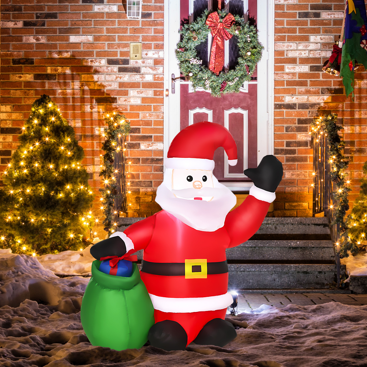 photo showing Inflatable Blow up Christmas Santa Claus 4ft LED Yard Decoration