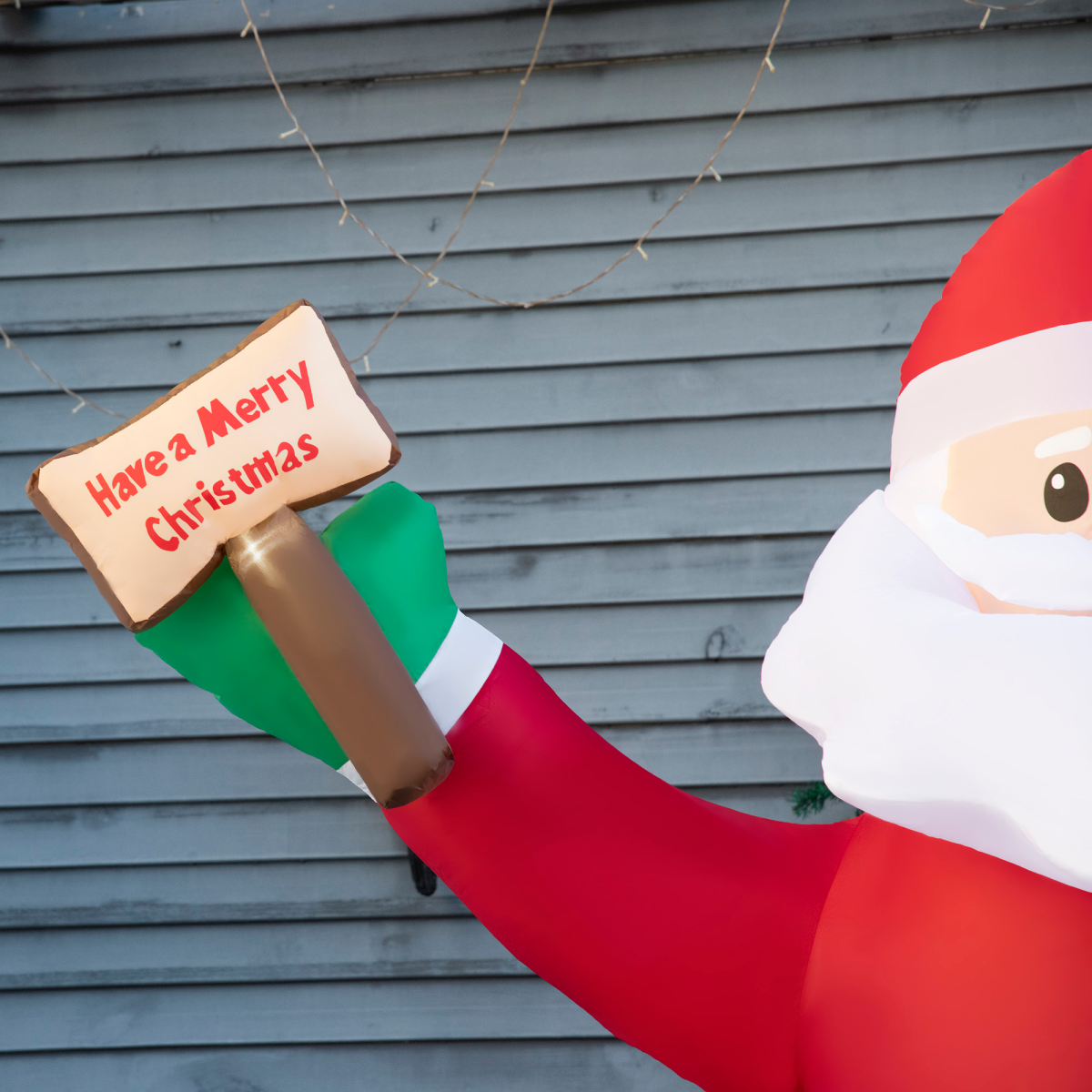 picture of 8' Inflatable Christmas Santa Claus Holds Light Sign of Blessings LED view 1