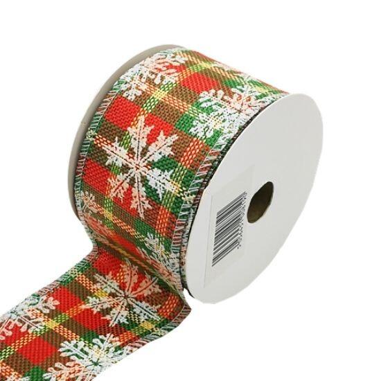 Tartan Snowflake Christmas Ribbon