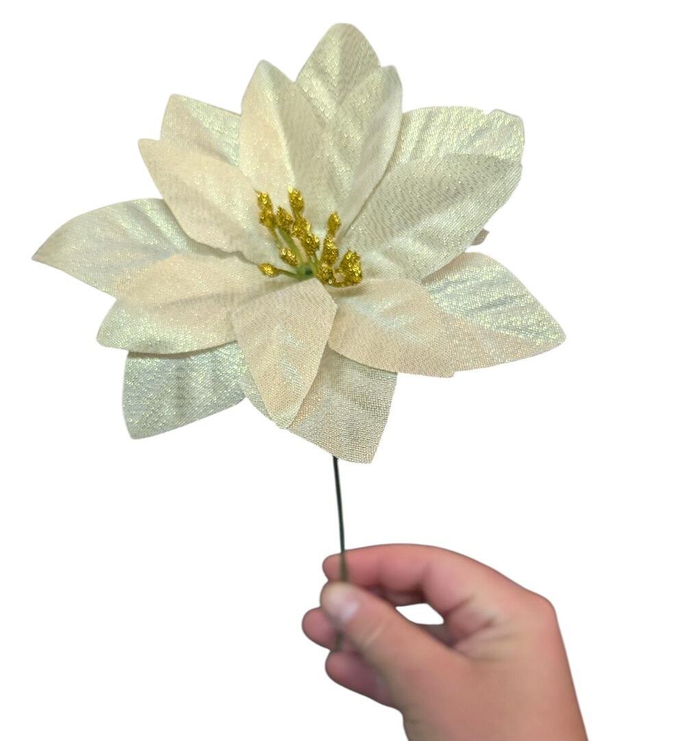 gold velvet artificial poinsettia pick flower