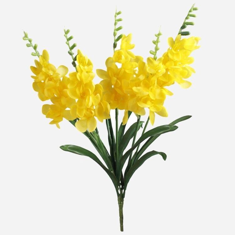 Artificial Flowers Large 52cm Freesia Bouquet Yellow