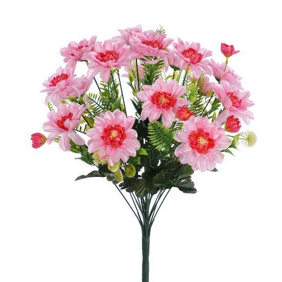 pink dahlia flowers with green foliage