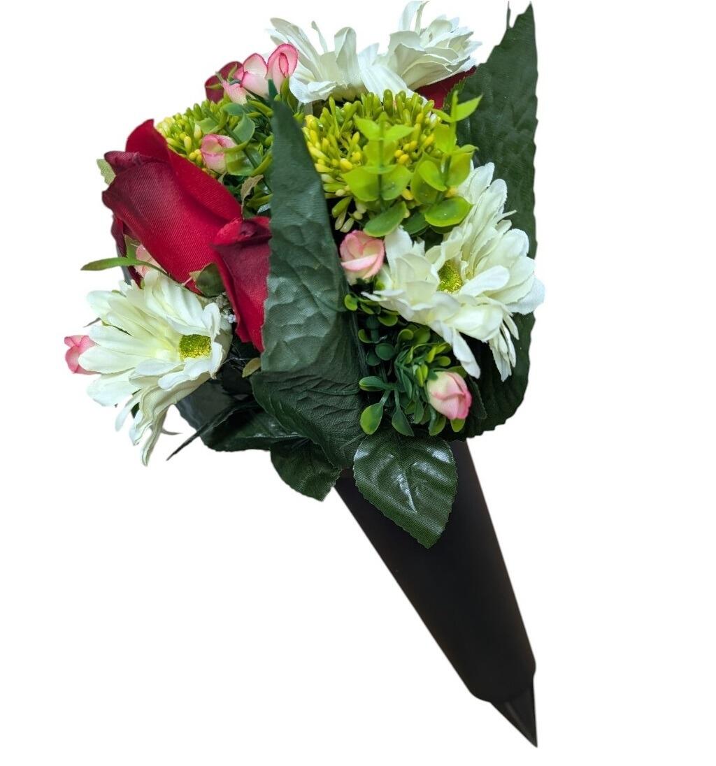 Black Grave Spike Vase with Gerbera and Rose Arrangement