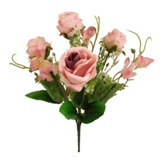 artificial flowers rose hydrangea bush with foliage antique pink