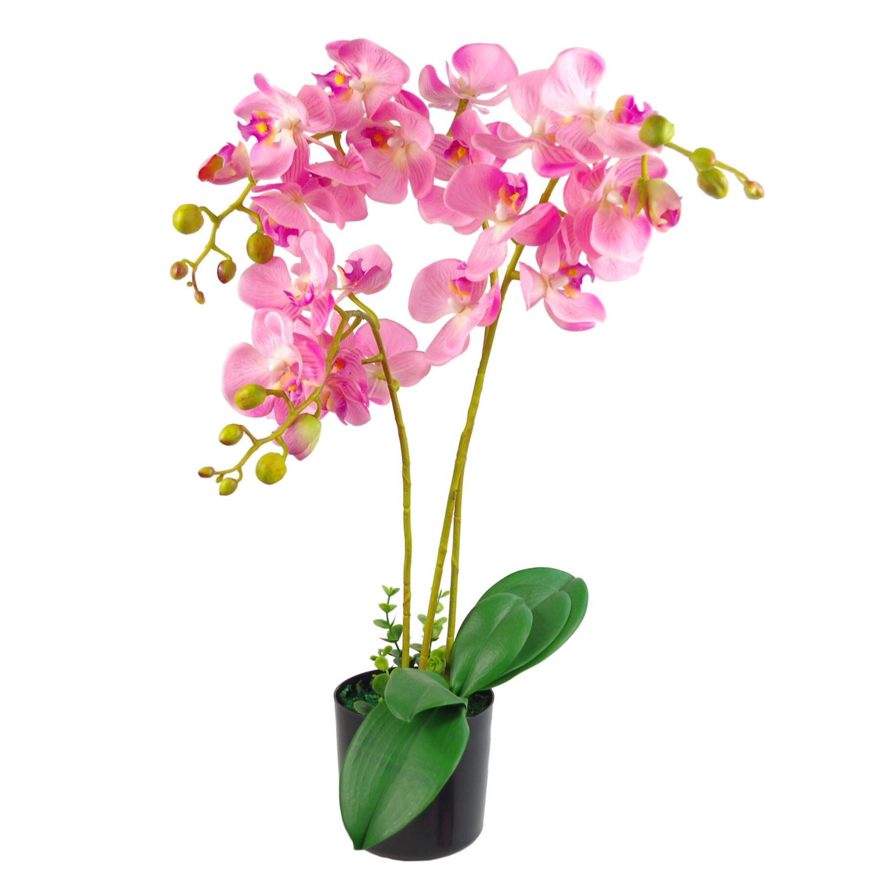 60cm realistic stem orchid -triple plant pink product image
