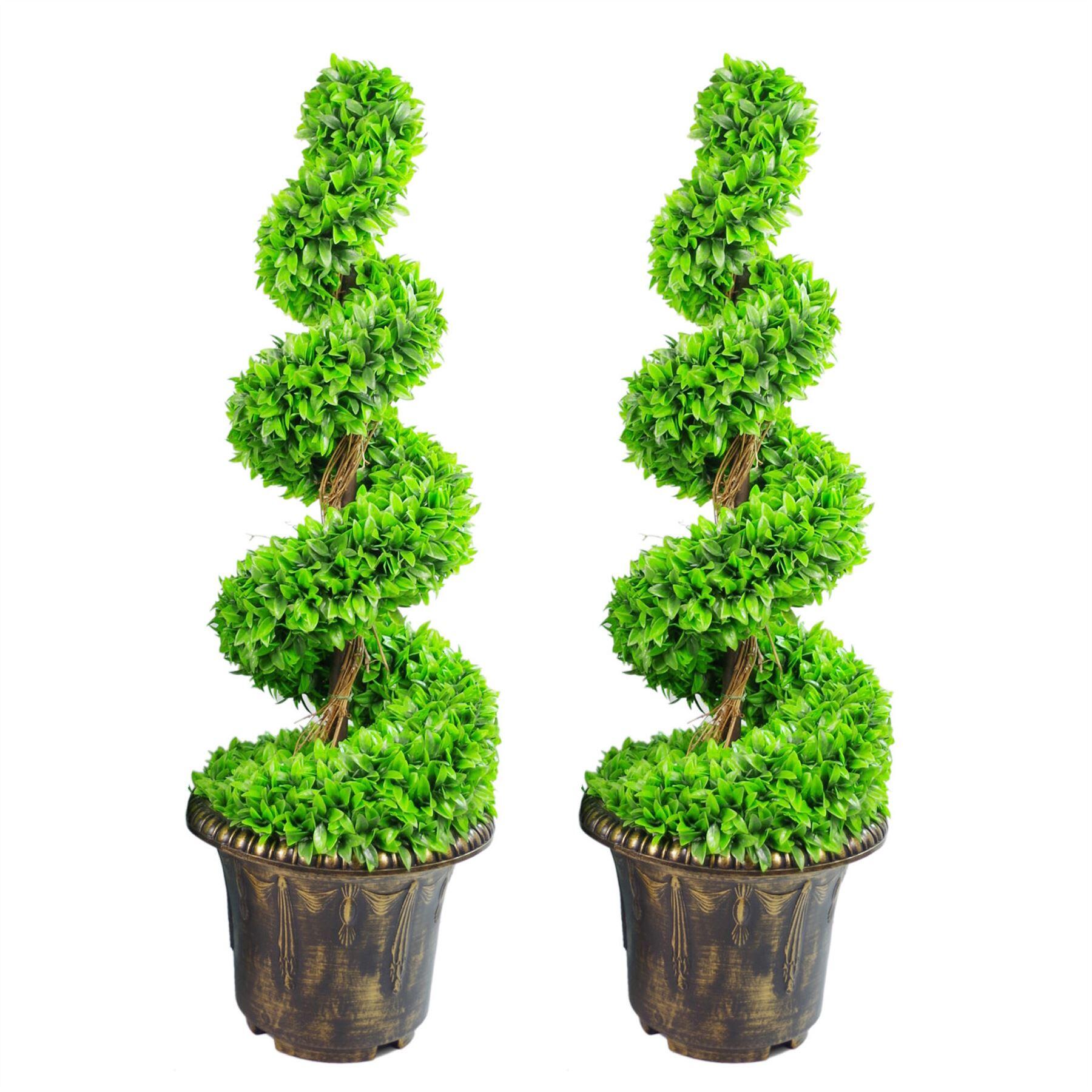 green 90cm of spiral pair topiary planters product image