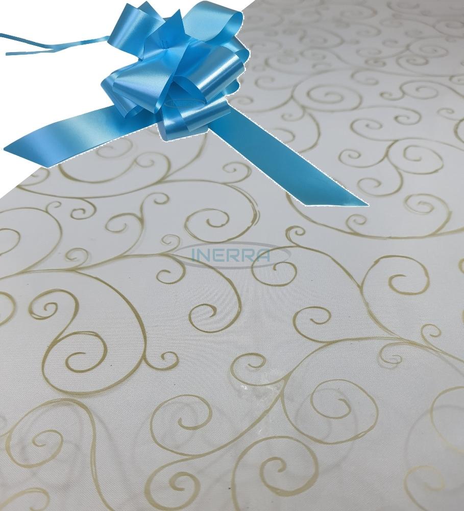 baby blue  hamper wrap kit cellophane bow wrapping gold scroll