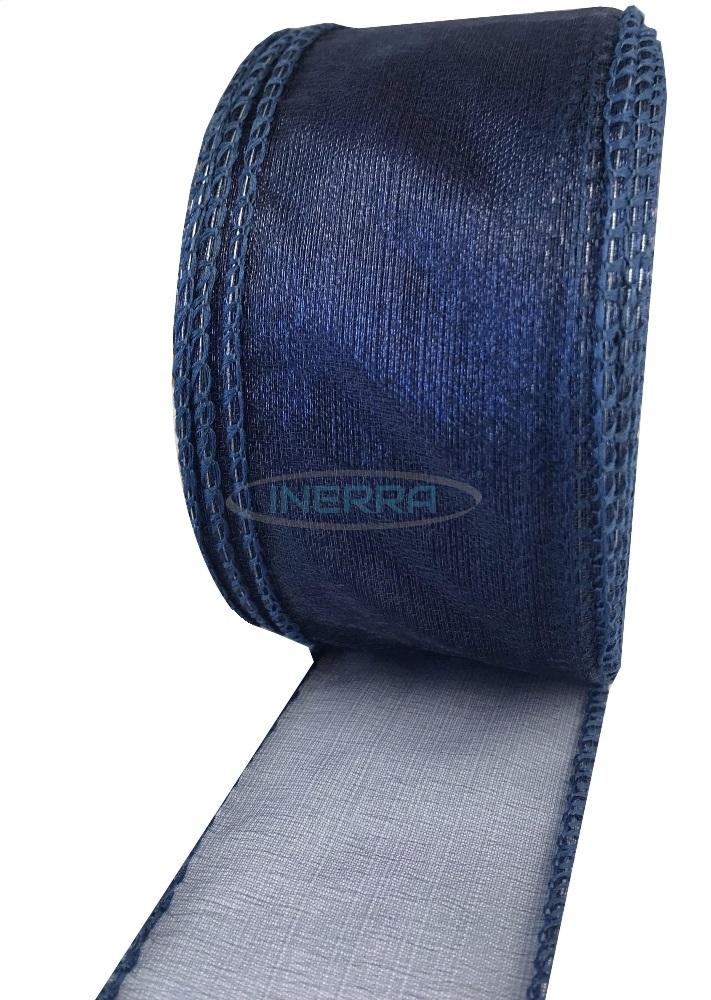 navy blue wired edge organza ribbon