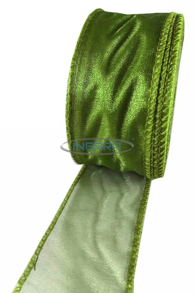 moss green wired edge organza ribbon