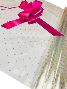 cerise Hamper Cellophane and Large Aqua Bow for Wrapping Hampers