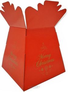 Red Merry Christmas Transporter Bouquet Box for Flowers christmas text gold