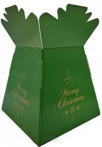 Red Merry Christmas Transporter Bouquet Box for Flowers christmas text gold  green
