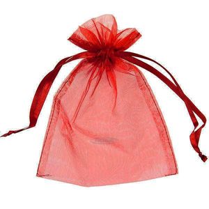 organza bags mini small drawstring wedding favors drawer mesh bag red