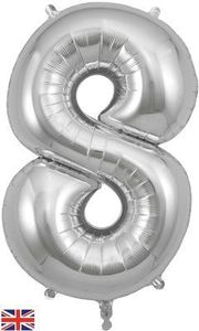 number birthday balloon silver helium large giant foil party 8