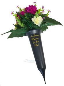 grave vase spike dad with artificial flower bouquet