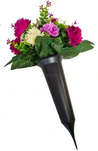 plain grave spike with artificial flower bunch
