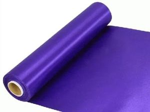 purple fabric satin ribbon roll wedding table runner