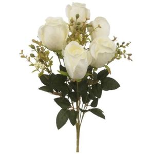 artificial ivory rose bush bouquet with foliage