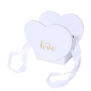 Heart Shaped Flower Box with Handles white
