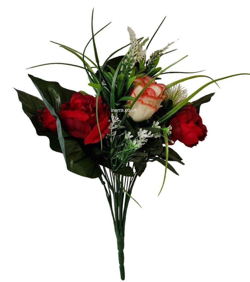 Artificial Flowers Rose Peony Bush Pink Red