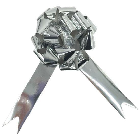 metallic silver bows